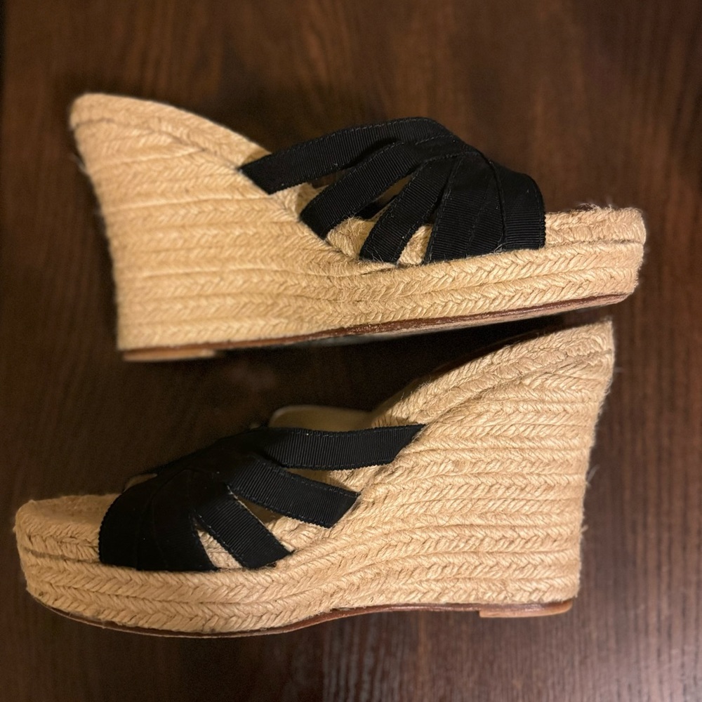 Stubbs and Wootton Women's Espadrille Black Ribboned Wedge.Size 10 U.S/41 EU - Picture 4 of 5
